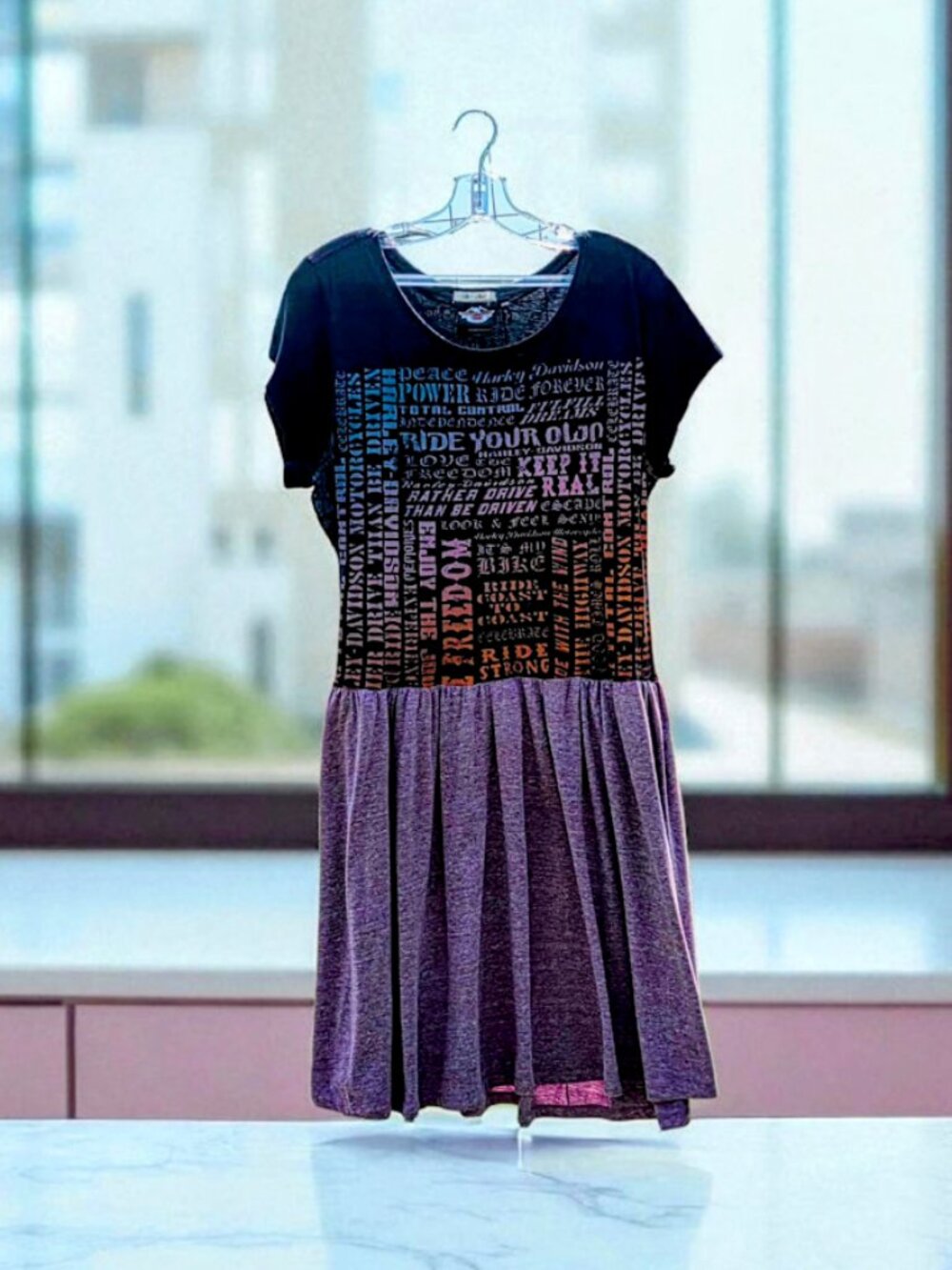 Upcycled Harley Davidson Purple Tee Dress 2X